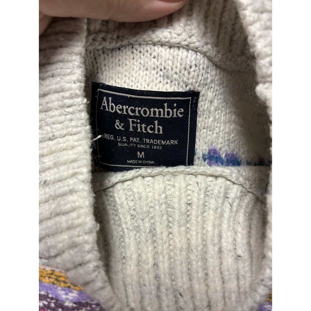 Abercrombie & Fitch MOCK NECK CABLE KNIT SWEATER M - Picture 5 of 5